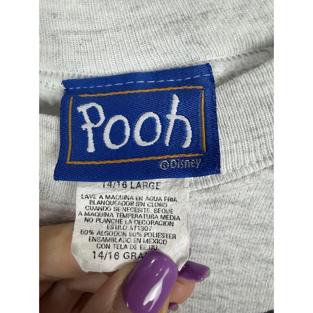 Pooh Sweatshirt Womens Large Gray Fleece Tigger Pooh Graphic Crewneck Pullover - Picture 3 of 7
